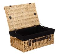 Red Hamper Wicker 45cm Buff Picnic Basket with Cotton Lining in Black Red Hamper Black