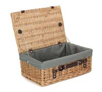 Red Hamper Wicker 45cm Buff Picnic Basket with Cotton Lining in Grey Red Hamper Grey