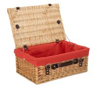 Red Hamper Wicker 45cm Buff Picnic Basket with Cotton Lining in Red Red Hamper Red