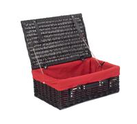 Red Hamper Wicker 45cm Empty Black Willow Picnic Basket with Cotton Lining in Red Red Hamper Red
