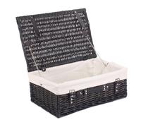 Red Hamper Wicker 45cm Empty Black Willow Picnic Basket with Cotton Lining in White Red Hamper White