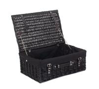 Red Hamper Wicker 45cm Empty Black Willow Picnic Basket with Cotton Lining Red Hamper Black