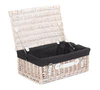 Red Hamper Wicker 45cm White Picnic Basket with Cotton Lining in Black Red Hamper Black