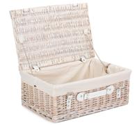 Red Hamper Wicker 45cm White Picnic Basket with Cotton Lining Red Hamper White