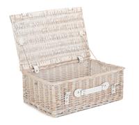 Red Hamper Wicker 45cm White Wash Empty Picnic Basket Red Hamper White