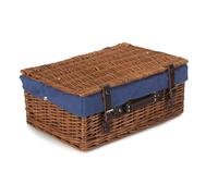 Red Hamper Wicker 46cm Double Steamed Picnic Basket with Cotton Lining in Blue Red Hamper Blue