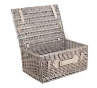 Red Hamper Wicker 51cm Antique Wash Picnic Basket in Grey Red Hamper Grey