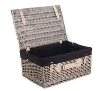 Red Hamper Wicker 51cm Antique Wash Picnic Basket with Cotton Lining in Black Red Hamper Black