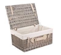 Red Hamper Wicker 51cm Antique Wash Picnic Basket with Cotton Lining in Light Stone Red Hamper Light Stone