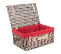 Wicker 51cm Antique Wash Picnic Basket with Cotton Lining Red Hamper Red One Size