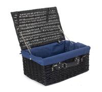 Red Hamper EH074N Blue Lining 51cm Black Wicker Picnic Basket