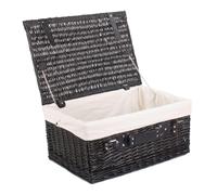 Red Hamper Wicker 51cm Empty Black Willow Picnic Basket with Cotton Lining in White Red Hamper White
