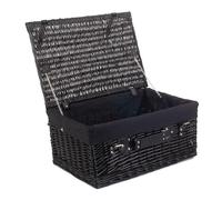 Red Hamper Wicker 51cm Empty Black Willow Picnic Basket with Cotton Lining Red Hamper Black
