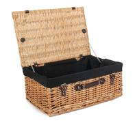 Red Hamper Wicker 55cm Buff Picnic Basket with Cotton Lining in Black Red Hamper Black