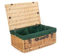 Red Hamper Wicker 55cm Buff Picnic Basket with Cotton Lining in Green Red Hamper Green