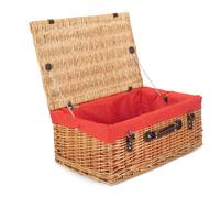 Red Hamper Wicker 55cm Buff Picnic Basket with Cotton Lining in Red Red Hamper Red