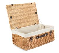 Red Hamper Wicker 55cm Buff Picnic Basket with Cotton Lining in White Red Hamper White