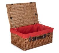 Wicker 56cm Double Steamed Picnic Hamper Basket with Cotton Lining Red Hamper Red One Size