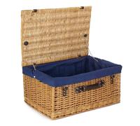 Red Hamper Wicker 60cm Cotton Lined Buff Wicker Basket in Blue Red Hamper Blue