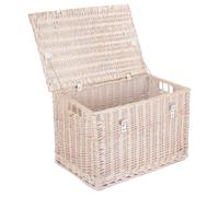 Red Hamper Wicker 61cm White Wash Chest Picnic Basket in Natural Red Hamper Natural