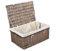 Red Hamper Wicker 62cm Antique Wash Picnic Basket with Cotton Lining in White Red Hamper White