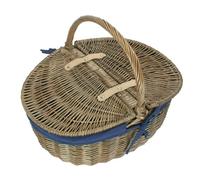 Red Hamper Wicker Antique Grey Finish Oval Picnic Basket - Blue