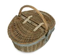 Red Hamper Wicker Antique Grey Finish Oval Picnic Basket - Grey