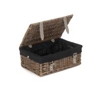 Red Hamper Wicker Antique Wash Cotton Lining 35cm Empty Hamper Basket in Black Red Hamper Black