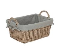 Red Hamper Wicker Antique Wash Finish Handled Grey Cotton Lined Storage Basket | Size: Medium Red Hamper Grey M