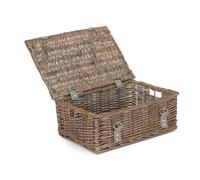 Red Hamper Wicker Antique Wash Unlined 35cm Empty Hamper Basket in Grey Red Hamper Grey
