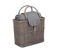 Red Hamper Wicker Antique Wash Willow Chiller Basket with Picnic Blanket in Grey Red Hamper Grey