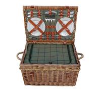 Red Hamper Wicker Burghley 4 Person Green Tweed Fitted Picnic Basket Red Hamper Green
