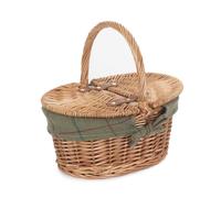 Red Hamper Childs Light Steamed Finish Oval Wicker Picnic Basket - Light Green - Wicker - 1