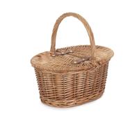 Red Hamper Wicker Childs Light Steamed Finish Oval Picnic Basket in Brown Red Hamper Brown