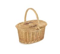 Red Hamper Wicker Child's Oval Lined Lidded Picnic Basket - Brown - One Size