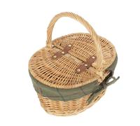 Red Hamper Wicker Child's Oval Lined Lidded Picnic Basket in Green Red Hamper Green