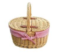 Red Hamper Wicker Childs Picnic Basket with Pink lining in Brown Red Hamper Brown