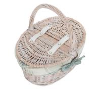Red Hamper Childs White Wash Butterfly Lidded Wicker Basket - Wicker - 1 - Empty Picnic Basket