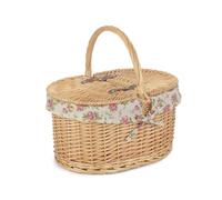 Red Hamper Wicker Cotton Lined Buff Oval Shopping Basket Red Hamper Multicolor