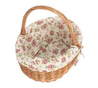Red Hamper Wicker Cotton Lined Deluxe Shopping Basket in Brown Red Hamper Brown