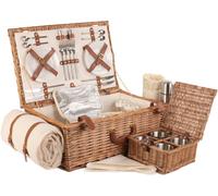 Red Hamper Wicker Deluxe 4 Person Traditional Picnic Basket -