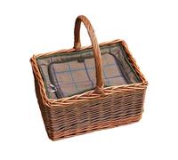 Red Hamper Wicker Deluxe Butchers Picnic Basket with Fitted Cooler in Natural Red Hamper Natural