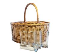 Red Hamper Wicker Deluxe Celebration Drinks Basket With Straight Glasses
