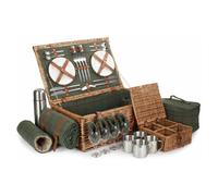 Red Hamper Wicker Deluxe Green Tweed Fitted Picnic Basket | Size: 2 Person Red Hamper Green 2 Person