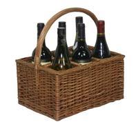 Wicker Double Steamed Bottle Drinks Basket Red Hamper Brown One Size