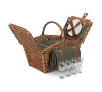 Red Hamper Wicker Elegant 4 Person Green Tweed Fitted Picnic Basket Red Hamper Green