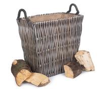 Red Hamper Wicker Grey Rectangular Log Basket in Brown Red Hamper Brown