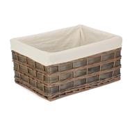 Red Hamper Wicker Grey Scandi Storage Basket With White Lining | Size: Medium Red Hamper White M