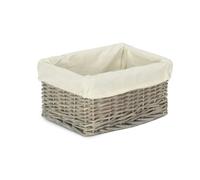 Red Hamper Wicker Grey Wash Lined Storage Tray - Small