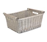 Red Hamper Wicker Grey Wash Wooden Handled Storage Basket Red Hamper Grey